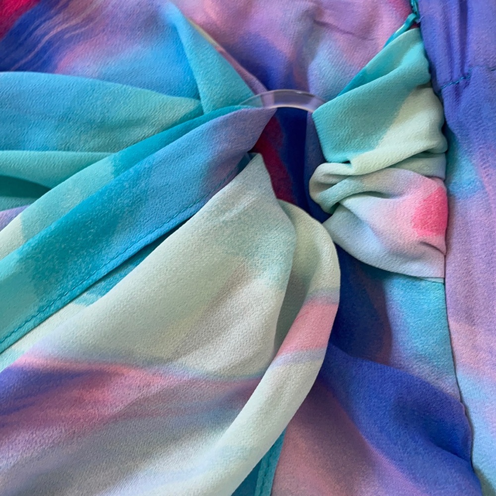 XS SILKY MULTI COLOR MINI SKIRT